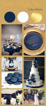 Golden yellow and lipstick red orange, red and tan combine to form a bright, colorful fall wedding scheme. Navy Blue Gold Wedding Color Palette Linentablecloth