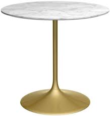 Small round white dining set. Notting White Marble Top 80cm Round Small Dining Table With Brass Base
