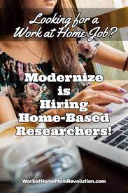 Home Based Online Research Jobs With Modernize Work At Home Mom Revolution Work From Home Jobs Online Work From Home Work From Home Moms
