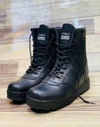 Mens Black Combat Boots – Side Zip Leather Ankle Boots | Durable and Stylish