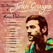 🇦🇺 Craigie returns to Australia March 29 through April 17 w/ special  guest Kassi Valazza opening all shows. 🙏 to our friends at LOVE POLICE for  putting this tour together. -Artist Pre-sale
