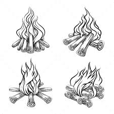 Hand Drawn Bonfire Set How To Draw Hands Fire Drawing Fireplace Drawing