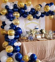 Diy Navy White With Gold Confetti Balloon Garland Kit Party Decorations 3m Sempertexqualate Royal Prince Baby Shower Royal Baby Showers Prince Baby Shower