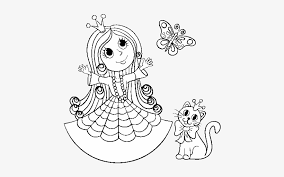 There are also coloring pages with popular cat characters from cartoons and movies, like the cat in the hat, aristocats, and nyan cat. Princess With Cat And Butterfly Coloring Page Princess Cat For Coloring 600x470 Png Download Pngkit