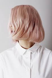 Blush Pink Hair White Shirt Pink Short Hair Hair Styles Short Hair Styles