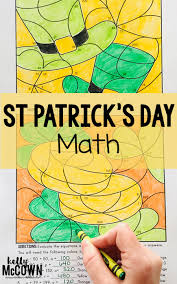 Feel free to reproduce these pages for classroom use. Saint Patrick S Day Math Coloring Pages Grades 6 7 8 Expressions Equations And Variables Maths Activities Middle School Middle School Math Math Projects