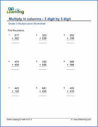 You're in the right place!whether. Grade 5 Math Worksheets Multiplication In Columns 3 By 3 Digit K5 Learning