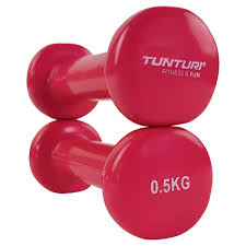 9.5cm (h) x 10cm (w) x 21.5cm (d) Dumbbells Vinyl 0 5kg Tunturi Fitness