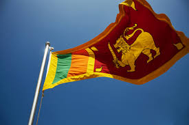 Close Up Sri Lanka Flag Against Blue Sky Sri Lanka Flag Sri Lanka Sri Lankan