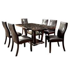 Because counter height tables are typically 4 to 6 inches higher than standard tables, buy counter height bar stools or chairs to match. 7pc Harrington Faux Marble Table Top W Open Bottom Shelf Dining Table Set Dark Walnut Homes Inside Out Target