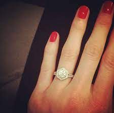 Art Deco Hexagon Diamond Engagement Ring In Cathedral Setting In Love With My Ring Hexagon Engagement Ring Art Deco Engagement Ring Deco Engagement Ring