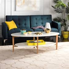 Full of surprises, like lift top tray and slide top storage with additional storage. Safavieh Woodruff Oval Coffee Table White Top And Natrual Wood Legs Fox8201a Rona