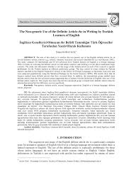 Pdf The Non Generic Use Of The Definite Article The In Writing By Turkish Learners Of English