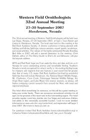 Western Field Ornithologists 32nd Annual Meeting