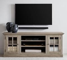 With ample shelf space behind the glass doors, the harmon metal media console can house your entertainment earn 10% back in rewards when you use your pottery barn credit card1 learn more >. Livingston 68 5 Media Console Pottery Barn