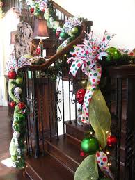 Mesh Ribbons Can Be Applied Also To The Interior Stairs Christmas Stairs Decorations Christmas Staircase Christmas Stairs
