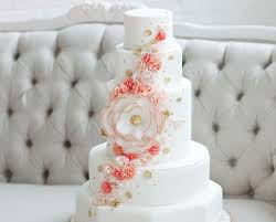 Kayla had a strong idea of how she wanted her cake to look, and i was so pleased to be able to bring her vision to life. Classic White Wedding Cake Peach Gold Cascading Blooms