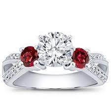 Ruby Accented Pave Engagement Setting In 14k White Gold Ruby Wedding Rings Best Engagement Rings Ruby Engagement Ring