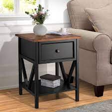 19 1 Drawer Wood Side Table In Reclaimed Barnwood Black Walker Edison Af19natstbro In 2021 Side Table Wood Living Room Side Table Living Room End Tables