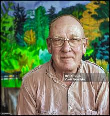 British painter, Adrian Berg in front of one of his landscapes,... News  Photo