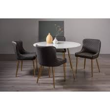 Featuring sleek lines with marble texture, this dining table lends an exquisite touch and bring luxury elegance to your space. Francesca Cezanne Gold Circular Dining Set Modern Design Home Origins