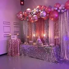 Rose Gold And Silver Balloon Garland Balloon Decorations In 2020 Rose Gold Party Silver Party Decorations Gold Birthday Party