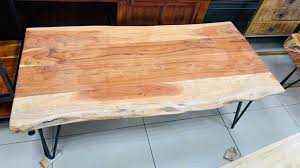 Metal and wood coffee table. Black Live Edge Wooden Coffee Table Center Table With Metal Leg Models And Price Decosouq