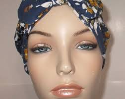 Turbante floral azul y amarillo para mujer con lazo, gorro de  quimioterapia, regalo para pacientes con cáncer, turbante de punto,  alopecia, mal cabello, hecho a mano