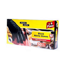 Fino Black Nitrile Gloves Черни нитрилни ръкавици, размер М x50 броя