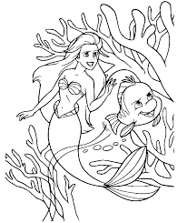ariel and flounder with corals coloring pages the little mermaid coloring pages coloring pages for kids and adults