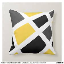 Black And White Geometric Outdoor Pillows Yellow Gray Black White Geometric Throw Pillow Zazzle Com Geometric Throw Pillows Throw Pillows Geometric Throws