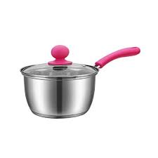 Wenjun Steel Saucepan With Glass Cover Complex Bottom Stainless Steel Silica Gel Color Handle Milk Pot 6 Inches Gas Induction Cooker Milk Pot Saucepan Cookware