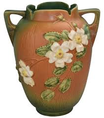 Roseville Pottery White Rose Brown And Green Vase 991 12 Pottery Art Roseville Pottery Pottery