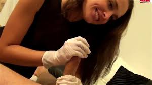 White latex glove handjob