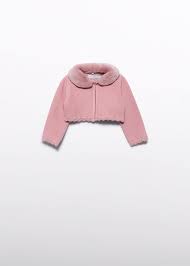 Baby faux fur collar cardigan