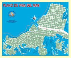 Viña del mar está ubicada en la región de valparaíso, en el litoral central de chile, a 129 kilómetros desde santiago y colinda con valparaíso. Vina Del Mar Plano Y Mapa De La Ciudad De Vina Del Mar Quinta Region Mapa Ciudad Planos Mapas