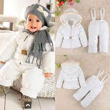 Baby Boy Girl Winter Warm White Snowsuit Jacket Coat Snow Pants Set 6 12 18 24m 12 18 Months Cute Little Girls Outfits Toddler Boy Outfits Toddler Snowsuit
