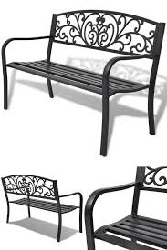 Black Metal Patio Bench Outdoor Seating Furniture Garden Park 2 Seater Chair Patio Bench Outdoor Sofa Sets Garden Table And Chairs