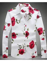 Black And White Floral Dress Shirt Mens 36 29 Men S Shirt Floral Print Long Sleeve Slim Tops Classic Collar White Black Spring Fall Floral Print Shirt Floral Cotton Shirt Floral Shirt Dress