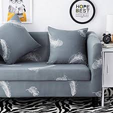 Amazon Com Hysenm 1 2 3 4 Seater Sofa Cover Home Decor Stretch Elastic Slipcover Couch Cover Feather 3 Seater 190 230cm Couch Covers Sofa Covers Printed Sofa
