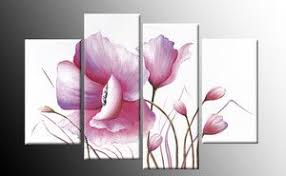 Pink Floral Canvas Flower Painting Wall Art Split Multi 4 Panel Rdy 2 Hang 40 Flower Canvas Wall Art Flower Painting Flower Canvas