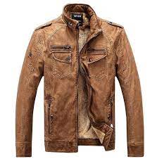 Streetwear Multi Pockets Stand Collar Warm Pu Leather Motorcycle Jacket In 2021 Leather Jacket Men Men S Leather Jacket Winter Leather Jackets