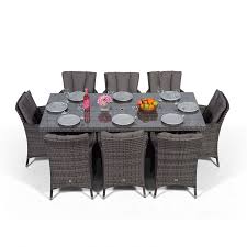 Check spelling or type a new query. Savannah 200cm Rectangular 8 Seater Rattan Dining Set Grey