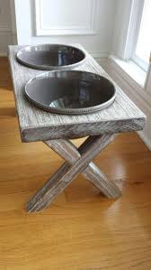 Xl Raised Dog Bowl Feeder Farm Table Elevated Feeder Distressed Whitewashed Farm House Style Dog Bowls Dog Bowl Holder Diy Dog Stuff
