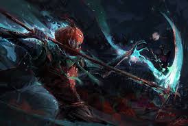Jack O Lantern Holding A Scythe Digital Wallpaper Hd Wallpaper Wallpaper Flare Check out inspiring examples of jack_o_lantern artwork on deviantart, and get inspired by our community of talented artists. scythe digital wallpaper hd wallpaper