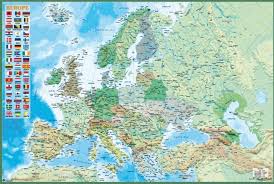 Europa, asia, africa, america, oceania, antartide, quest'ultimo disabitato. Poster Quadro Mappa Politica E Fisica Dell Europa Su Europosters It
