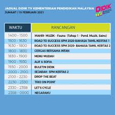 Kpm yakin bahawa slot program tv pendidikan melalui kerjasama dengan mpb ini akan memberi manfaat kepada murid, guru dan ibu. Tv3 Malaysia Jadual Didiktv Kpm Jumaat 19 Februari Facebook