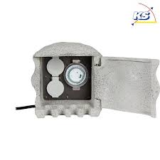 Energieverteiler Piedra 2 Fach Mit Zeitschaltuhr 250v 16a Max 3680w Ip44 Grau Heitronic In 2020 Aussensteckdose Zeitschaltuhr Moderne Aussenbeleuchtung