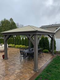 ① assemble and erect the posts and beams. 14 X 12 Wood Pavilion With Aluminum Roof Yardistry Structures Gazebos Pavilions And Pergolas