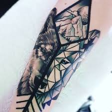 Wolf Geometry Tattoo Featured On Tattoo Fixers Geometry Tattoo Tattoos Geometric Tattoo
